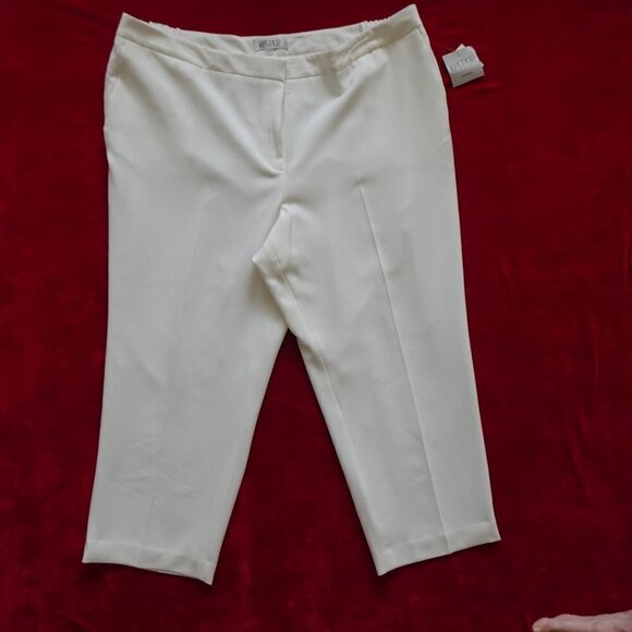 Kasper High Rise Pants Plus Size 24W White Wear to Work Career - Picture 1 of 10